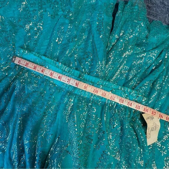 Gottex Vintage Wide Leg Aqua and Gold Paisley Pants size Medium - Picture 12 of 14